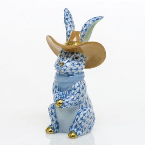 Herend Cowboy Bunny - Blue