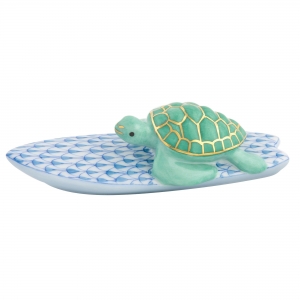 Herend Surfing Turtle - Blue / Green