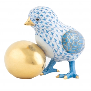 Herend Baby Chick w/ Egg Blue