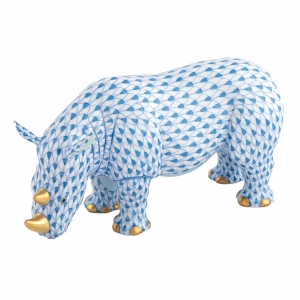 Herend Standing Rhinoceros Blue