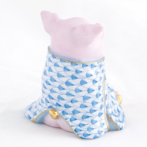 Herend Pig in a Blanket Blue