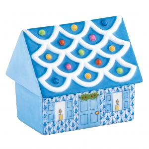 Herend Cozy Gingerbread House Blue