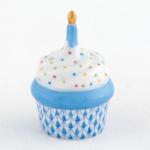 Herend Cupcake with Candle Blue