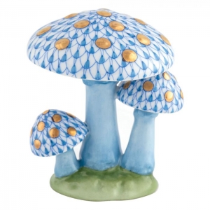 Herend Mushroom Trio - Blue