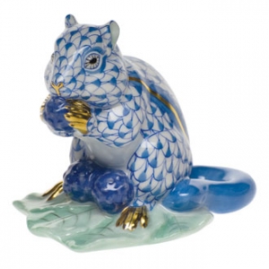 Herend Chipmunk w/Berries Blue