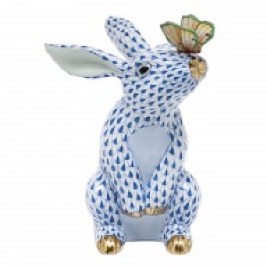 Herend Bunny w/ Butterfly Sapphire