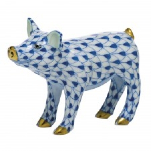 Herend Smiling Pig - Sapphire