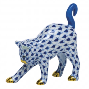 Herend Arched Cat - Sapphire