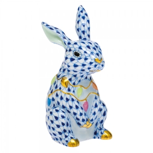 Herend Bunny with Christmas Lights - Sapphire