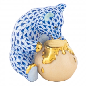 Herend Bear w/ Honey Pot Sapphire