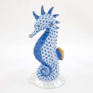 Herend Seahorse on Scallop Shell Sapphire