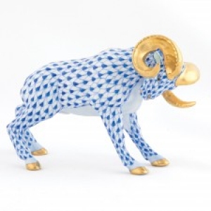 Herend Charging Ram - Sapphire