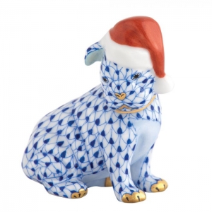 Herend Santa Puppy - Sapphire