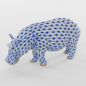 Herend Medium Hippopotamus - Sapphire