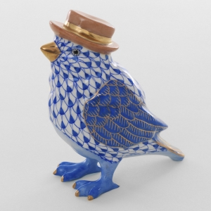 Herend Bird w/ Hat - Sapphire