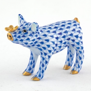 Herend Pig with Butterfly Sapphire