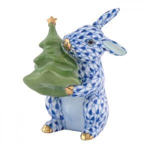 Herend Christmas Tree Bunny - Sapphire