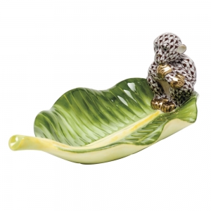 Herend Monkey on Banana Leaf - Chocolate