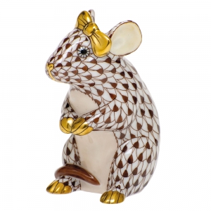Herend Mouse w/Bow - Chocolate