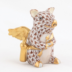 Herend Cupid Piggy - Chocolate