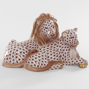 Herend Lion & Lioness - Chocolate