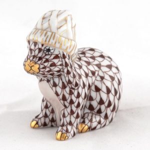 Herend Bunny with Winter Hat - Chocolate