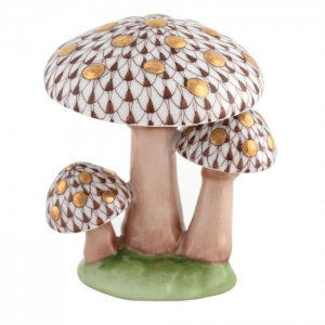 Herend Mushroom Trio - Chocolate