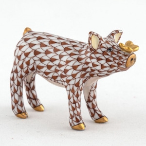 Herend Pig with Butterfly Chocolate