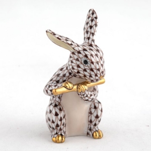 Herend Flute Bunny - Chocolate