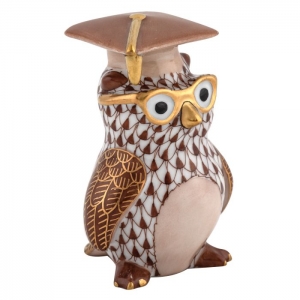 Herend Graduation Owl - Chocolate