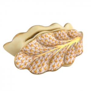 Herend Leaf Place Card Holder Butterscotch