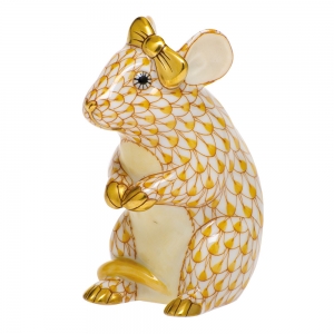 Herend Mouse w/Bow - Butterscotch
