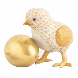 Herend Baby Chick w/ Egg Butterscotch