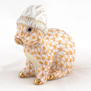 Herend Bunny with Winter Hat - Butterscotch