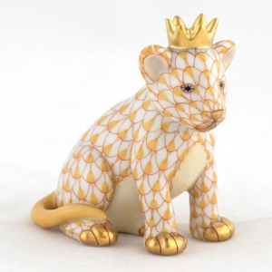 Herend Lion Cub With Crown - Butterscotch