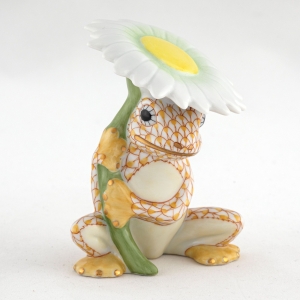 Herend Flower Frog Butterscotch