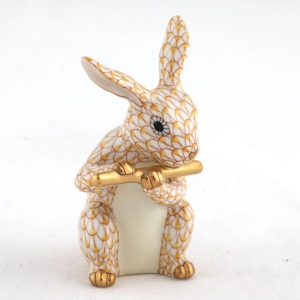 Herend Flute Bunny - Butterscotch
