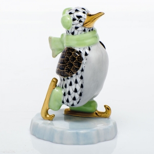 Herend Ice Skating Penguin Ice Skating Penguin - Black