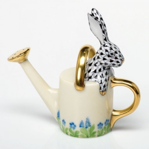 Herend Watering Can Bunny Black