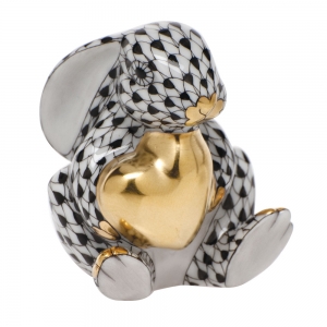 Herend Bunny w/ Heart Black