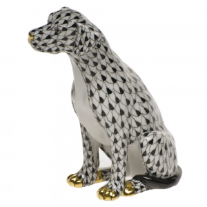 Herend Seated Dog - Black