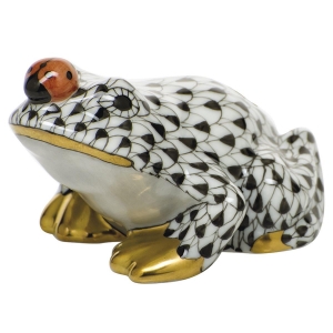 Herend Frog w/ Ladybug - Black