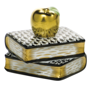 Herend Apple on Books - Black