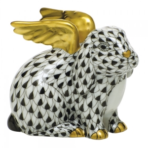 Herend Angel Bunny - Black