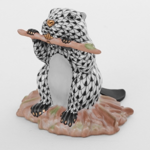 Herend Beaver on Dam - Black