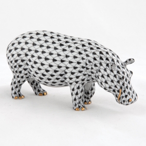 Herend Medium Hippopotamus - Black