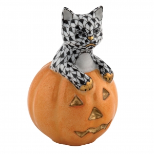 Herend Jack O Lantern Kitty - Black