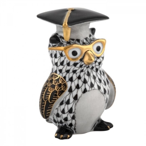 Herend Graduation Owl - Black