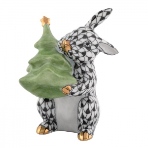 Herend Christmas Tree Bunny - Black