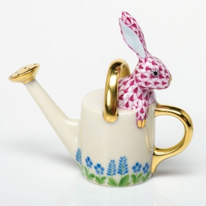 Herend Watering Can Bunny Raspberry
